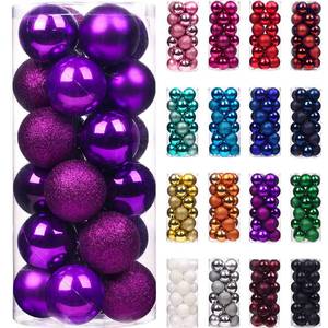 lot 4282 image: Emopeak 24Pcs Christmas Balls Ornaments for Xmas Tree - 1.2 Inch Mini Shatterproof Christmas Tree Decorations Hanging Ball for Holiday Wedding Party Decoration, Purple