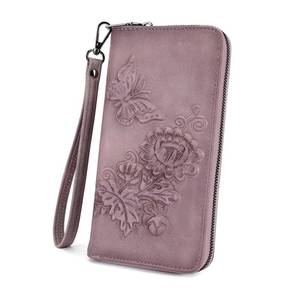 lot 4283 image: VIMUTI Womens Wallets Rfid Blocking Clutch Long Wallet for Women,Large Capacity Ladies Wallets with Card Slots and Phone Holder Embossed Flower Leather Travel Purse Wristlet Purple