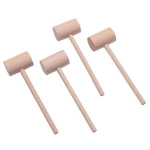 lot 4288 image: 4 Pcs Wooden Crab Lobster Mallets Seafood Hammers, Solid Natural Beechwood