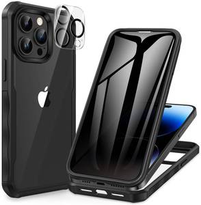 lot 4290 image: CENHUFO Privacy for iPhone 14 Pro Max Case, Full Body Phone Case with Built-in 9H Tempered Glass Privacy Screen Protector and Camera Lens Protector, Anti Peep Shockproof Bumper Clear Cover - Black