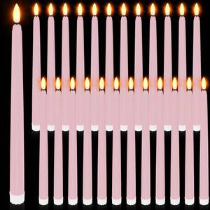 lot 4292 image: Macarrie 24 Packs Flameless Taper Candles Battery Operated Fake 11 Inch Long Candlelight LED Flameless Candlesticks Flickering Tapered for Christmas Church Prayer New Year Wedding(Pink)