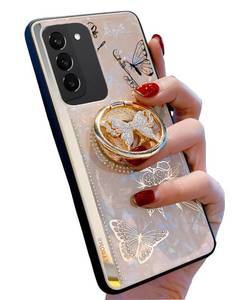 lot 4300 image: Topwin Galaxy S21 Kickstand Case, Cute Marble Conch Shell Floral Butterfly with Ring Stand Elegant Shockproof Protective Cover for Girls Women for Samsung Galaxy S21 6.2 2021 (Rose Gold)