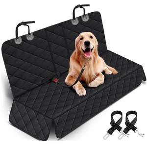 lot 5457 image: Yuntec Dog Car Seat Cover, Back Seat Cover for Dogs Pet Car Seat Protector Waterproof Bench Car Seat Cover, Non-Slip Reat Seat Cover fits Middle Armrest for Most Cars Trucks SUVs - Black