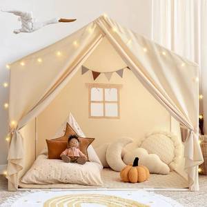 lot 5458 image: Kids Play Tent with Padded Mat, Play Tent for Toddlers, Large Kids Tent Indoor Playhouse, Play House Tent Princess Play Cottage for Girls Toy House Birthday Gift
