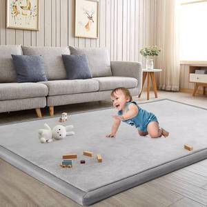 lot 5466 image: ILPEOD Baby Play Mat for Floor Tummy Time Mat Nursery Rug Muscle Mat Area Playroom Rug Tatami 39x59 Memory Foam 1.3 Thick Crawling Mat For Babies,Toddlers, Infants, Kids(Light Gray)