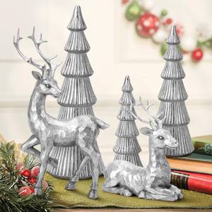lot 5469 image: Hommtina Reindeer Christmas Decoration and Mini Christmas Trees,Christmas Reindeer Statues Lucky Reindeer Decor for Indoor Home Decor Tabletop Mantle Cabinet Desktop Office (Bright Silver)