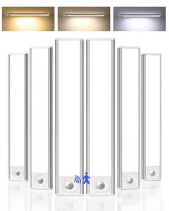 lot 5473 image: AMETHEUS 6-Pack Under Cabinet Lighting Wireless, LED Motion Sensor Light Indoor, Rechargeable Closet Lights Battery Operated, Dimmable & 3 Color Temps, Under Counter Lights for Kitchen, Stairs (8inch)