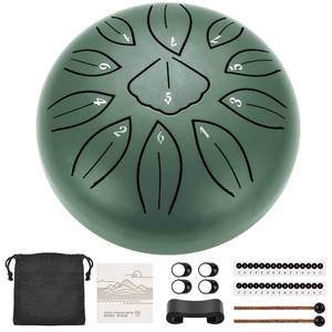 lot 5475 image: LEKATO Steel Tongue Drum, 6 Inch 11 Notes Steel Alloy Drum C Key Beginner Zen Drum Percussion for Meditation Yoga Musical Education