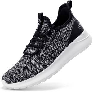 lot 5476 image: STQ Orthopedic Shoes for Womens Slip on Walking Shoes Breathable Lightweight Tennis Sneakers Cushion Comfort Plantar Fasciitis Workout for Standing All Day Black White Size 8.5