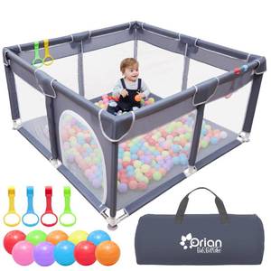 lot 5479 image: Orian Baby Playpen Large Playpen for Babies and Toddlers, Oxford Fabric, Indoor & Outdoor Play Pen, 10 Colorful Balls, 4 Pull-Up Rings, Carry Bag (50x50)