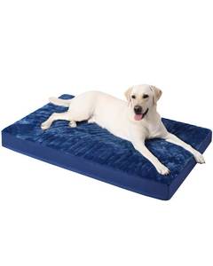 lot 5481 image: KSIIA Orthopedic Dog Crate Bed Waterproof Dog beds for Large Dogs Deluxe Plush Washable Pet Mat with Egg Crate Foam & Removable Cover, 35 x 22 Inch, Blue