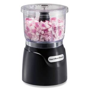 lot 5482 image: Hamilton Beach Electric Vegetable Chopper & Mini Food Processor, 3-Cup, 350 Watts, for Dicing, Mincing, and Puree, Black (72850)