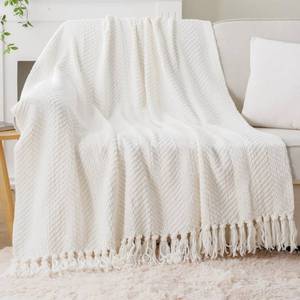 lot 5483 image: BATTILO HOME Cream White Throw Blanket for Couch, Ivory Throw Blanket for Bed, Warm Decorative White Blanket Throw for Home Decor, 50 x 60