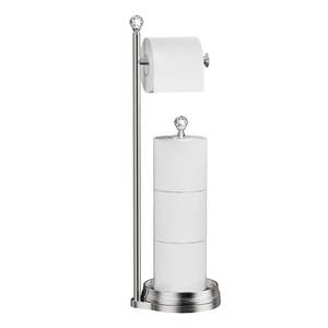 lot 5491 image: KASUNTO Toilet Paper Holder for Bathroom, Heavy Weighted Metal Free Standing Toilet Paper Holder Stand with Crystal Ball, Toilet Paper Roll Stand for Bathroom Accessories
