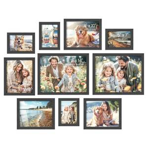 lot 5492 image: SONGMICS Picture Frames, Collage Picture Frames Set of 10, Two 11x14, Four 8x10, Four 5x7, Photo Frame for Wall Gallery Decor, Table Display, Glass, Ink Black URPF110B01