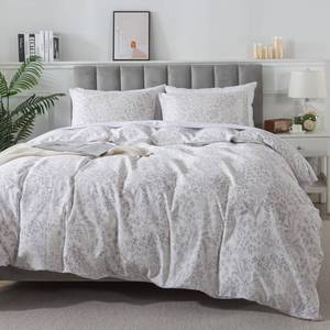 lot 5493 image: HoneiLife King Size Duvet Cover - Cotton Comforter Cover, Soft & Breathable Floral Bedding Duvet Cover Sets with Zipper Closure & Corner Ties, 3-PC Wildflower Comforter Cover Sets, Plain Life