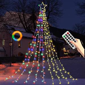 lot 5495 image: Christmas Decoration Lights, Outdoor String Lights 320 LED 11.5 Ft Waterfall Tree With Big Star Topper 8 Modes for New Year Holiday Garden Yard Indoor Outdoor Decor