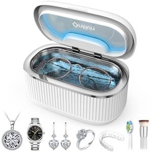 lot 5501 image: onlikin 35W Ultrasonic Jewelry Cleaner, 45KHz Retainer Cleaner for Jewelry, 5 Timer & 3 Power Modes, Eyeglasses, Rings, Watch Strap, Dentures - 20oz, 304 Stainless Steel Tank, Quiet