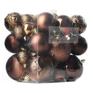 lot 5506 image: Senjie Brown Shatterproof Christmas Ornaments, 32 Pcs Spherical Balls for Xmas Trees