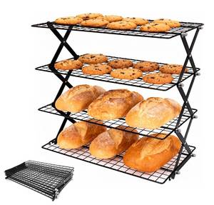 lot 5514 image: Debtrop 4 Tier Collapsible Cooling Rack for Baking, Cookie Baking Gadgets, Adjustable �� Stackable Stainless Steel Baking Rack for Baking, Cookies, Bread, Gifts for Baking Must Haves