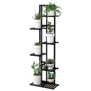 lot 5526 image: Laiensia Bamboo Plant Stand Rack 6 Tier,Multiple Stand Holder Shelf Rack, Indoor&Outdoor Planter Display Shelves for Patio Garden, Living Room, Corner Balcony and Bedroom,Black