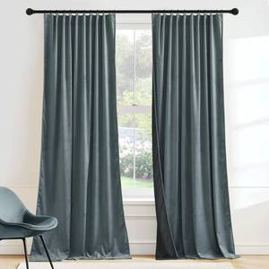 lot 5531 image: RYB HOME Dusty Blue Velvet Drapes for Baby Boy Bedroom, Thermal Insulated, Light Blocking, Floor-Length Velvet Curtains with Hook Belt for Modern Home Decor, 52 W x L90 L, 2 Panels Set