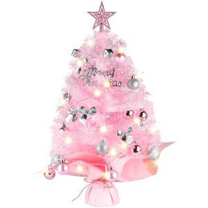 lot 5539 image: Tabletop Christmas Tree with Lights, Migaven 24inch2ft Mini Pink Christmas Tree with Star Led String Light for Home Desktop Xmas Tabletop Decoration Pink