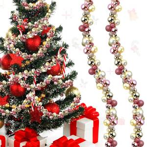 lot 5540 image: Hiboom 2 Pcs 6 Feet Christmas Ball Garland Ornaments Indoor Outdoor Garland Xmas Decorative Hanging Ornaments for Christmas Tree Party Holiday Decors(Rose Gold��Champagne Gold)