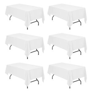 lot 5546 image: BRILLMAX 6 Pack White Tablecloths 60 x 102 Inch for 6ft Rectangle Tables - 150 GSM Polyester Fabric, 15 Standard Drop, Water, Stain & Wrinkle Resistant Cloth Cover for Wedding Banquet Dining Buffet