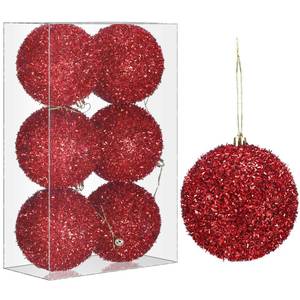 lot 5562 image: Vertintong 6 Pcs 4 Inch Christmas Tree Tinsel Ornaments for Tree Glitter Sequin Hanging Ornaments Christmas Tinsel Balls Decorations Shatterproof for Xmas Party Holiday Decor(Red)