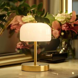 lot 5566 image: Oneach 9 Cordless Table Lamp, Gold Rechargeable Battery Operated Lamp, 3-Way Stepless Dimming Touch Lamps, Small Glass Bedside Nightstand Light for Bedroom Dining Table Living Room Shelf Decor