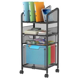 lot 5570 image: Huxitocan 2 Drawer File Cabinet with Adjustable Dividers, 4-Tier Mobile Vertical Filing Cabinet on Lockable Wheels, Hanging File Organizer Cart for Letter-Size,Rolling Utility Cart for Home Office