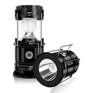 lot 6040 image: DIBMS 2-Pack Solar Camping Lantern, Collapsible LED Solar USB Rechargeable Lantern Flashlight Emergency Hanging Lights for Camping Hurricanes Power Outages Indoor Outdoor