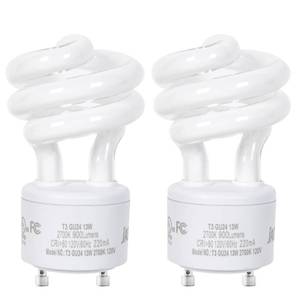 lot 6050 image: JACKYLED UL-Listed GU24 CFL Light Bulbs, T3 13W 2700K Warm White GU24 Base Compact Flourescent Bulbs, Energy Efficient 900lm Spiral Bulb, 2-Pack