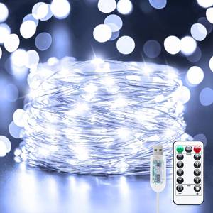lot 6083 image: Fairy Lights Plug in, 33Feet 100 LED USB Powered Twinkle Lights with Timer and Remote, Starry String Lights for Indoor Outdoor Wreath Wall Dorm Bedroom Mason Jar Christmas Decoration