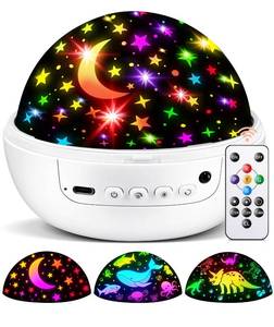 lot 6095 image: COOLNIGHT Christmas Room Decor, 93 Lighting3 Films Christmas Projector Christmas Stuff, RemoteDimmable360° Slient Nightlight for Baby Nursery, Christmas Room Decorations, Moon Projector (White)