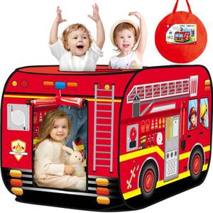 lot 6099 image: Britik Pop Up Play Tent for Kids Aged 3-5 Years Old Boys and Girls  Fire Truck Tent Playhouse Toy Play Tents for Toddlers 3-5 Kids Tent Indoor Outdoor Playhouse Toys for 3  Year Old, Fire Truck