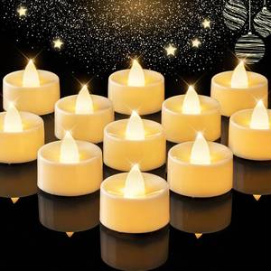 lot 6100 image: BEICHI Flameless Candles, 24Pack Battery Operated Candle, LED Tea Lights Candles Battery Operated, Flickering Fake Votives for Wedding Party Home Decor- Warm White, Ivory Base