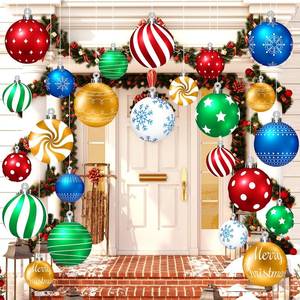 lot 6107 image: Huwena 24 Pcs Christmas Decorations Outdoor Christmas Hanging Ornaments Peppermint Candy Yard Signs Double Sided Lawn Decorations Peppermint Ornaments for Xmas(Red,Green,Blue,Silver)