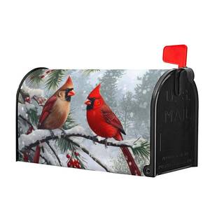 lot 6110 image: Dacawin Cardinal Bird Mailbox Cover Winter Large Mailbox Covers Christmas Magnetic Mailbox Wraps Red Bird Dust-Proof Letterbox Cover Oversized-25.5 x21