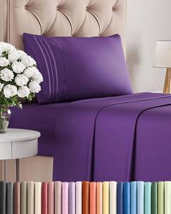 lot 6112 image: Twin XL Size 3 Piece Sheet Set - Comfy Breathable & Cooling Bed Sheets Set - Hotel Luxury Bedding for Women, Men, Kids, Teens, Boys & Girls - Deep Pockets, Ultra-Soft, Wrinkle Free - Oeko-Tex - Purple