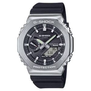 lot 6115 image: G-Shock Casio G-Steel Solar Connected Black Dial Black Resin Strap Watch - GBM2100-1A