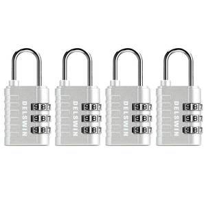 lot 6117 image: 3-Digit Small Combination Lock for Locker - 4 Pack Resettable Luggage Locks for Travel Backpack Suitcase - Gym Employee Locker Lock Combo Padlock