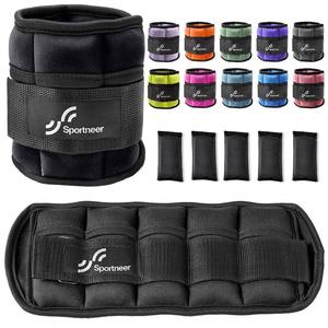 lot 6118 image: Sportneer Adjustable Ankle Weights Set - 1 Pair (2-10 lbs) Removable Sandbags for Women & Men, Comfortable Neoprene Leg Weights for Walking, Running, Pilates, Yoga, Home Workout & Physical Therapy
