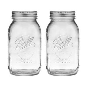 lot 6121 image: Ball Regular Mouth 32-Ounces Mason Jar with Lids and Bands, Clear,(Pack Of 2)