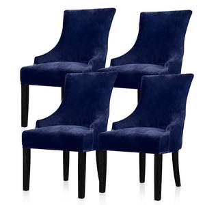 lot 6124 image: Lellen Velvet Stretch Wingback Chair Cover Slipcover - Reusable Protector Cover for Dining Room Banquet Home Decor etc Machine Washable Hand Washable (Navy, 4PC)
