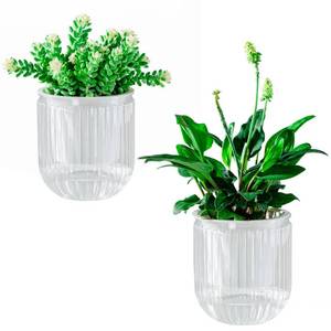 lot 6127 image: Melphoe Self Watering Pots for Indoor Plants Planter, 4.7 Inch 2 Pack Planters Self Watering Plant Pots for Flower, Houseplants, Succulent, African Violets and Cactus with Drainage