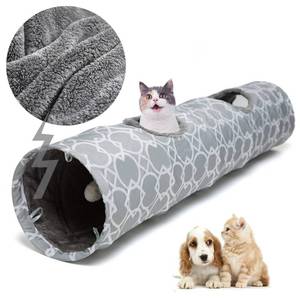 lot 6128 image: LUCKITTY Geometric Straight Cat Tunnel with Plush Inside,Cats Toys Collapsible Tunnel Tube with Balls, for Rabbits, Kittens, Ferrets,Puppy, Diameter 9.8 Inch