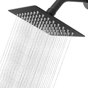 lot 6130 image: NearMoon Rain Shower Head, High Flow Stainless Steel Square Rainfall Shower, High Pressure Design, Awesome Shower Experience Even At Low Water Flow (6 Inch, Matte Black)