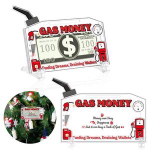 lot 6144 image: CroBlissful Christmas Gas Money Holder Acrylic Christmas Card Holder Box Cash Envelope Holder Money Gift for Snow Festive Winter Holiday Funny Christmas Tree Decorations Christmas Gas Can Ornament